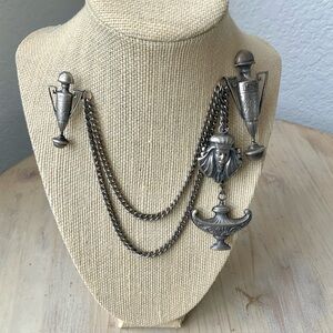 Vintage Egyptian Revival Chatelaine Swag Brooch Timeless Elegance